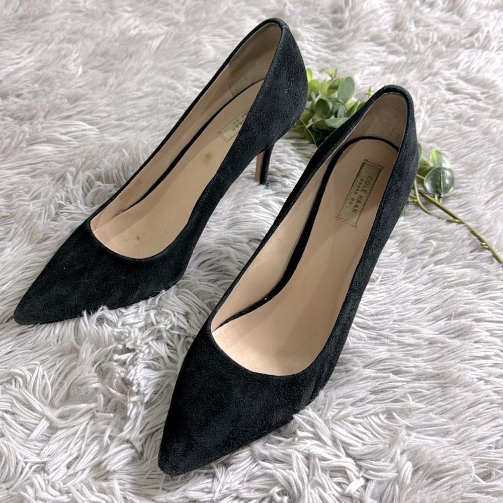 Cole Haan Grand Os Black Suede Heels - Size 7.5